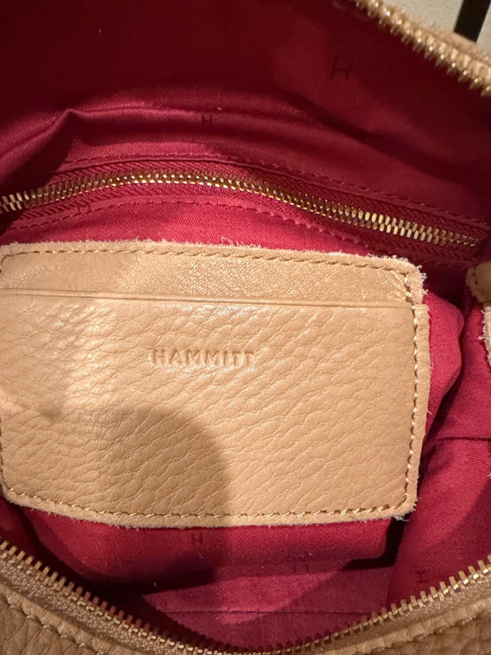 Hammitt Bryant Medium Pebbled Leather Crossbody in Tan w/ Gold Studs & Dust Bag - Picture 6 of 14